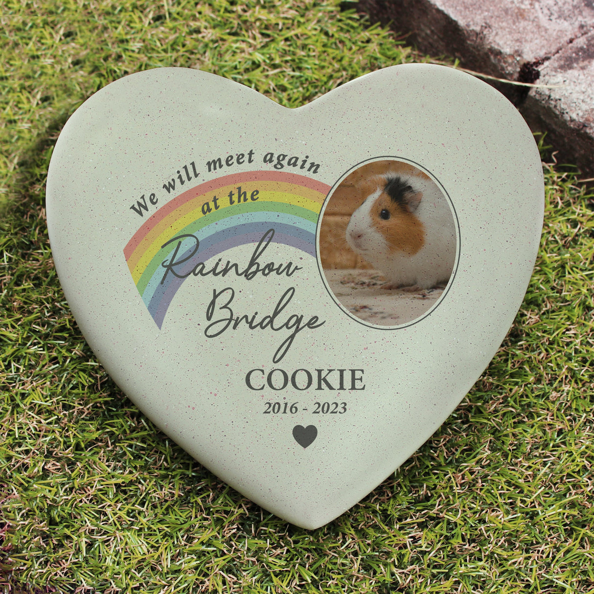Personalised Pet Rainbow Photo Upload Memorial Resin Heart: 3 - Memorials By Gift Moments
