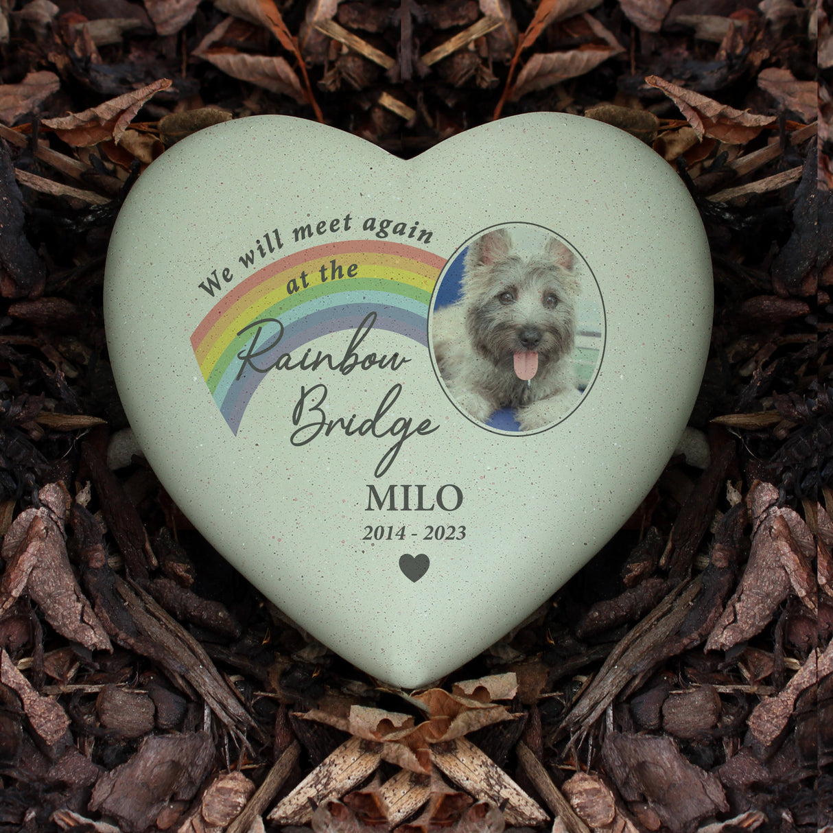 Personalised Pet Rainbow Photo Upload Memorial Resin Heart: 4 - Memorials By Gift Moments