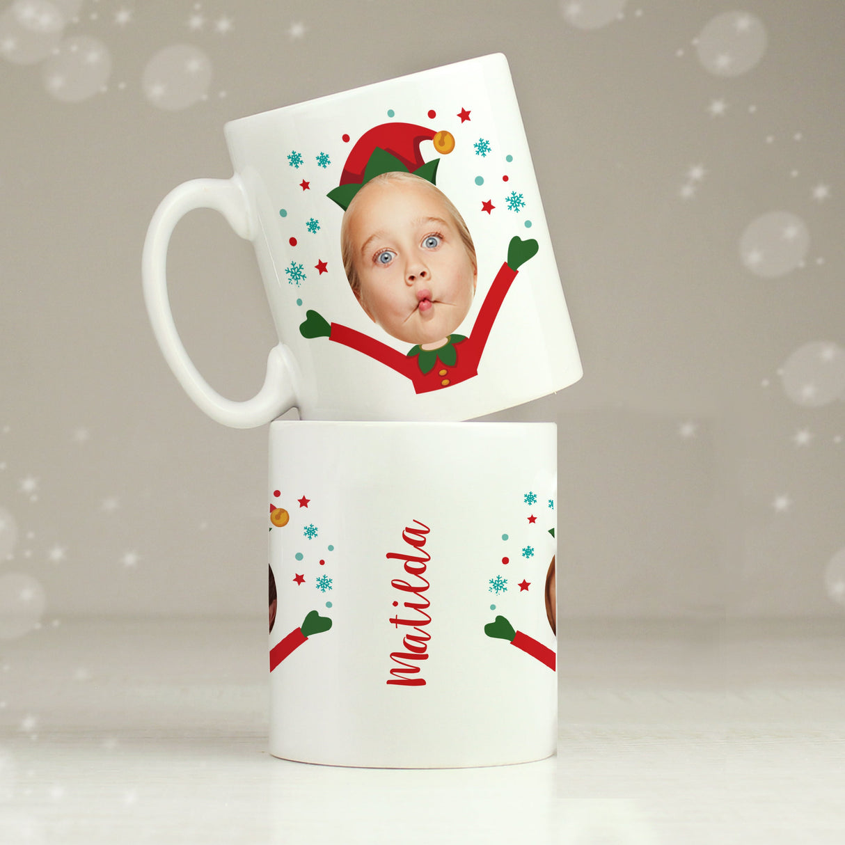 Personalised Photo Upload Christmas Elf Mug: 1 - Mugs By Gift Moments