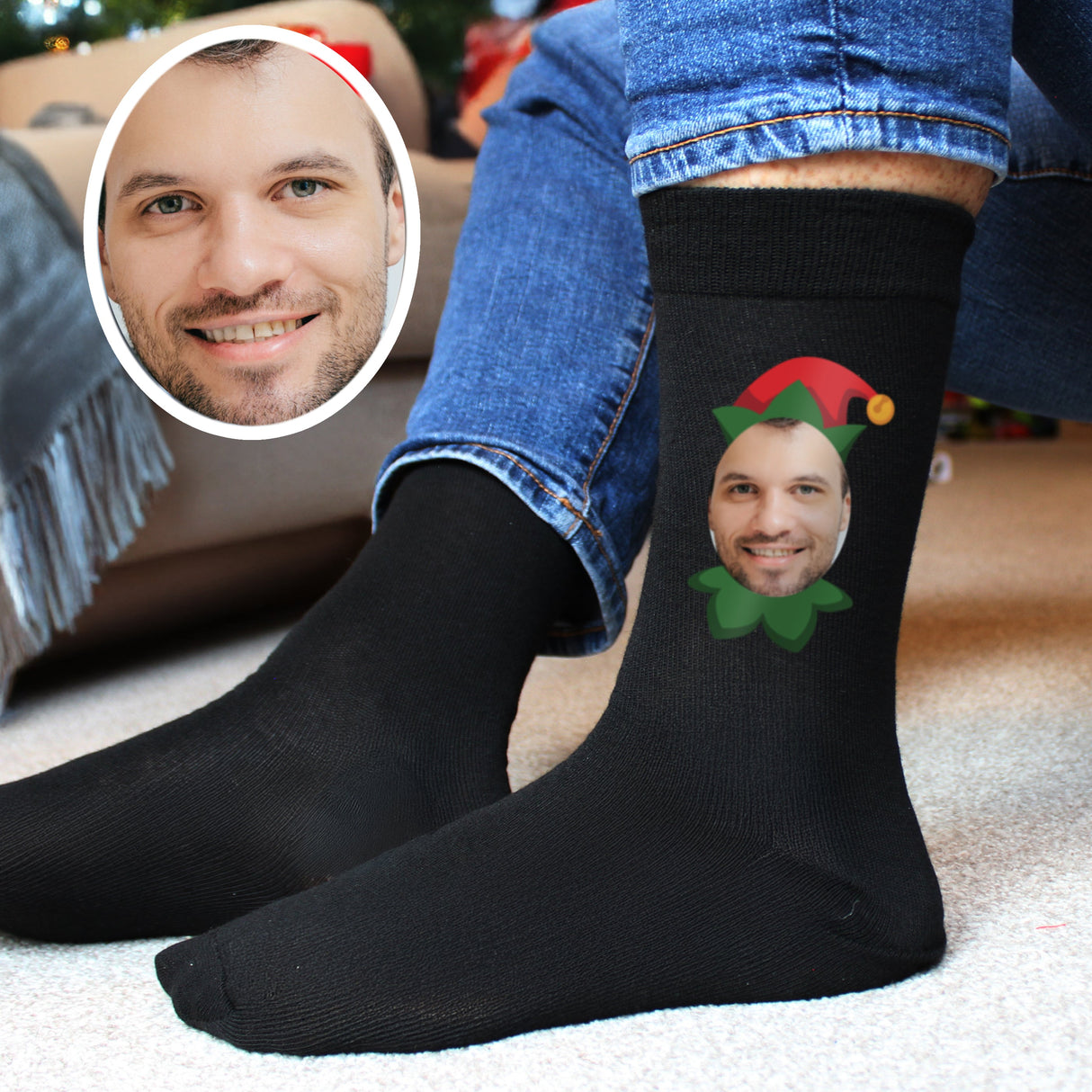 Personalised Photo Upload Elf Christmas Socks: 2 - Clothing By Gift Moments