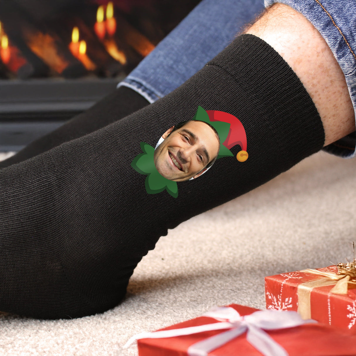 Personalised Photo Upload Elf Christmas Socks: 1 - Clothing By Gift Moments