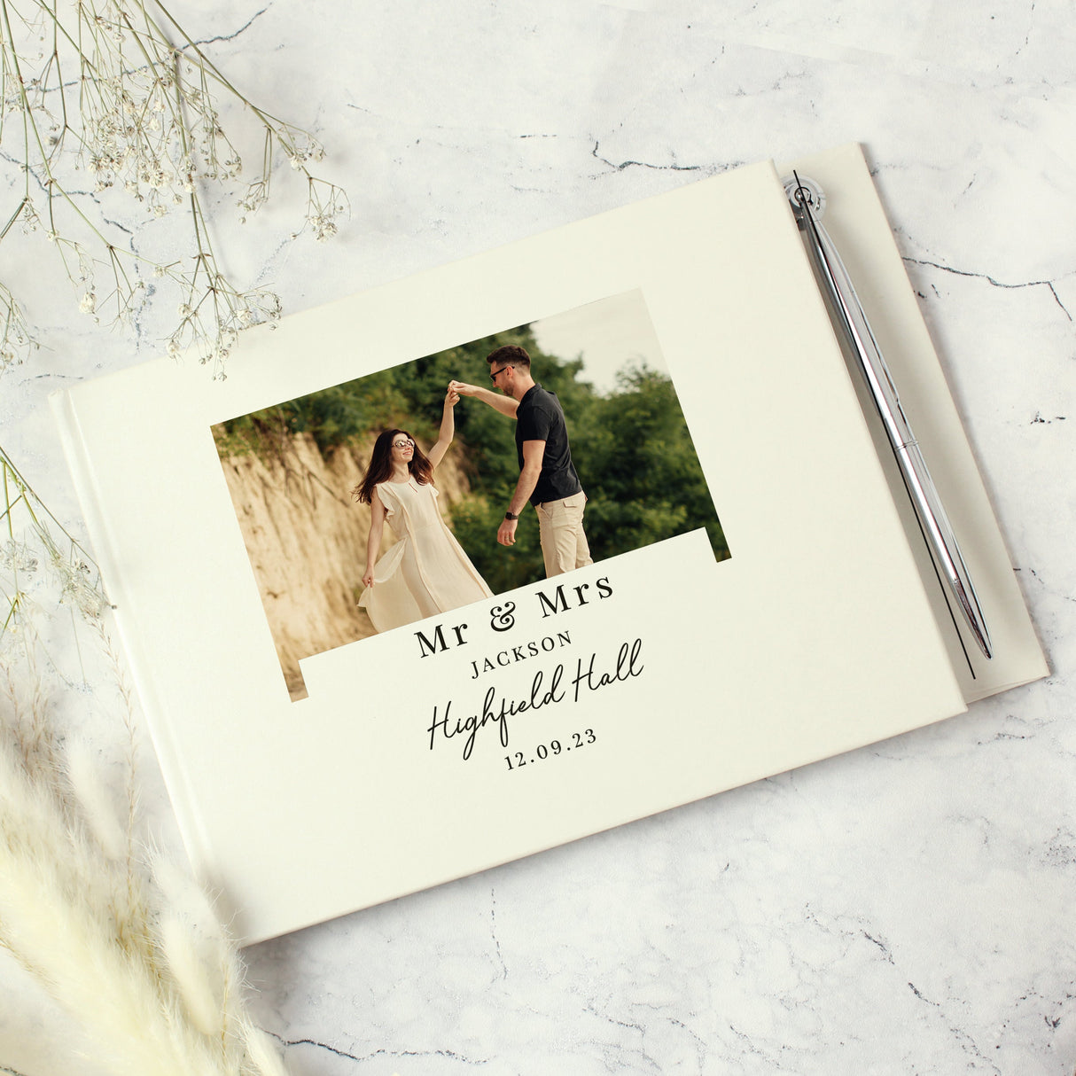 Personalised Photo Upload Hardback Guest Book & Pen: 1 - Guest Books By Gift Moments
