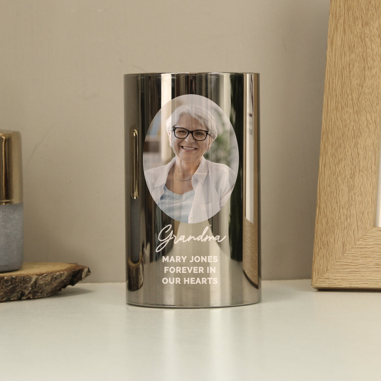 Personalised Photo Upload Smoked Glass LED Candle: 4 - LED Lighting By Gift Moments