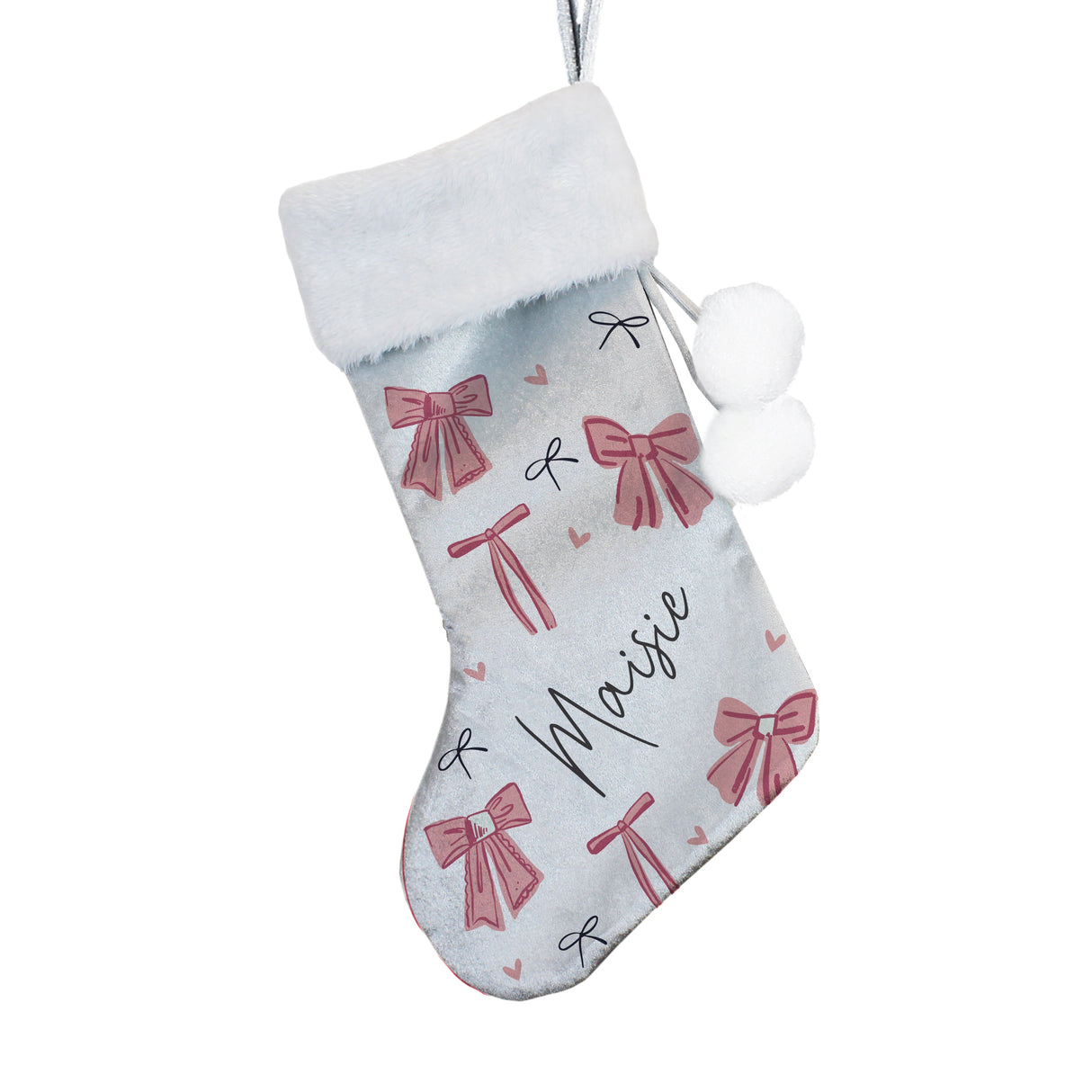 Personalised Pink Bow Christmas Stocking: 4 - Christmas Stockings By Gift Moments