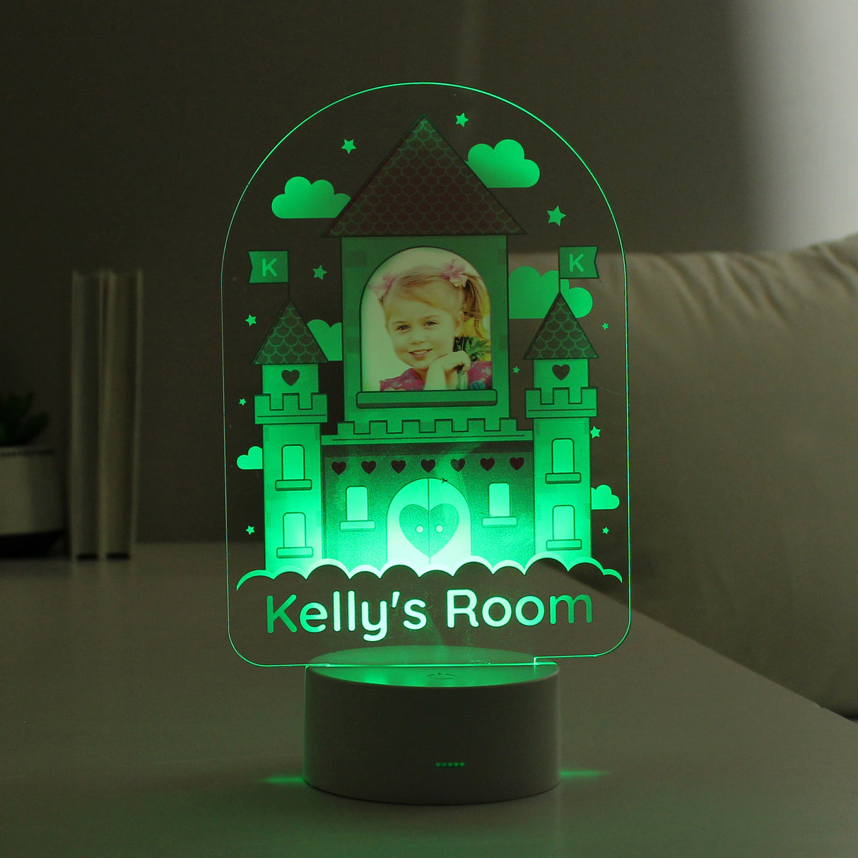 Personalised Pink Castle Photo Upload LED Colour Changing Night Light: 8 - LED Lighting By Gift Moments