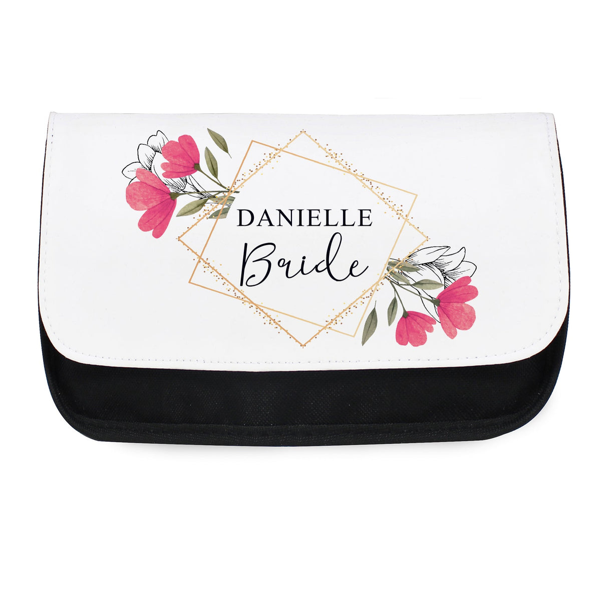 Personalised Pink Floral Make Up Bag: 5 - Toiletry & Makeup Bags By Gift Moments