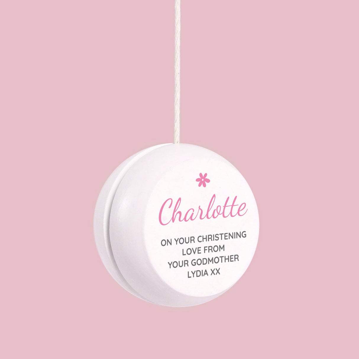 Personalised Pink Flower White Wooden Yoyo: 2 - Toys By Gift Moments