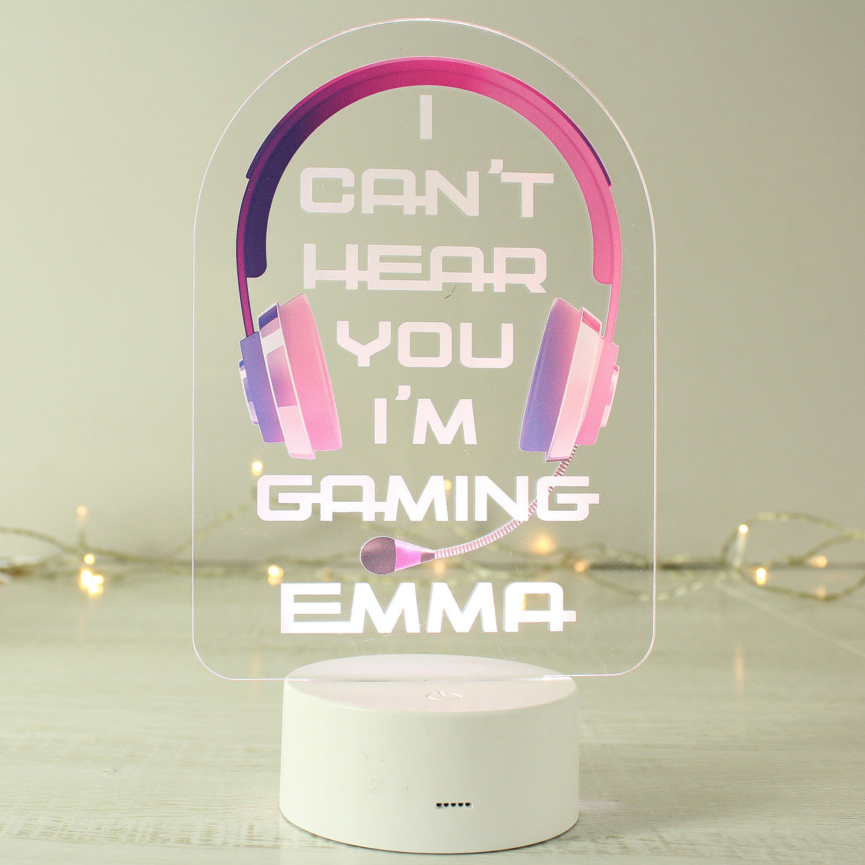 Personalised Pink Gaming LED Colour Changing Night Light: 2 - LED Lighting By Gift Moments