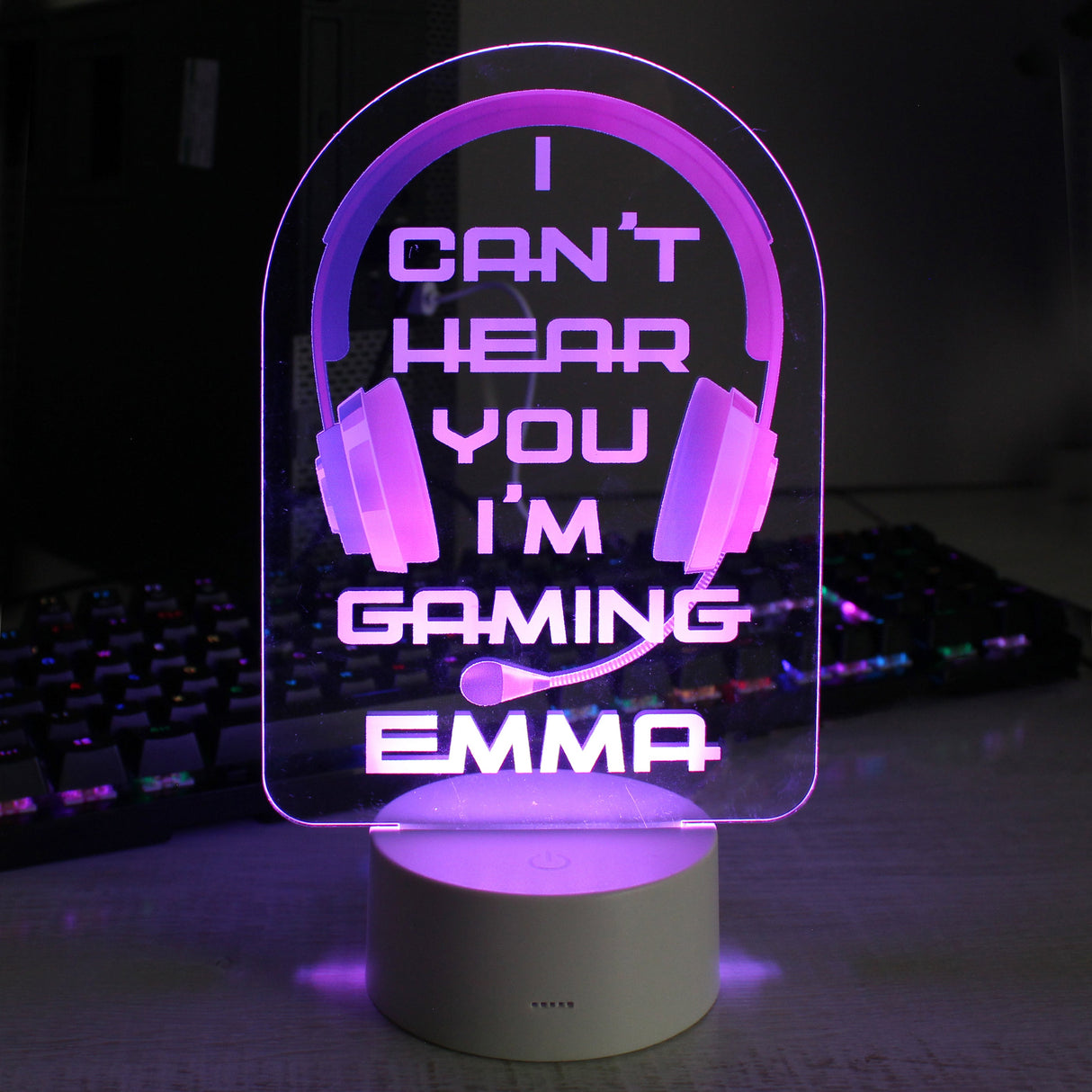 Personalised Pink Gaming LED Colour Changing Night Light: 1 - LED Lighting By Gift Moments