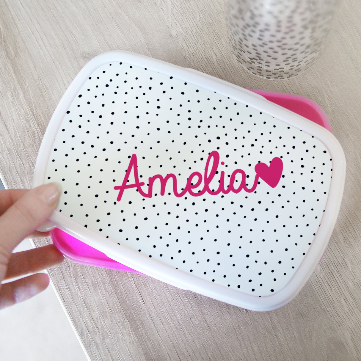 Personalised Pink Heart Name Only Pink Lunch Box: 4 - Lunch Boxes & Bags By Gift Moments