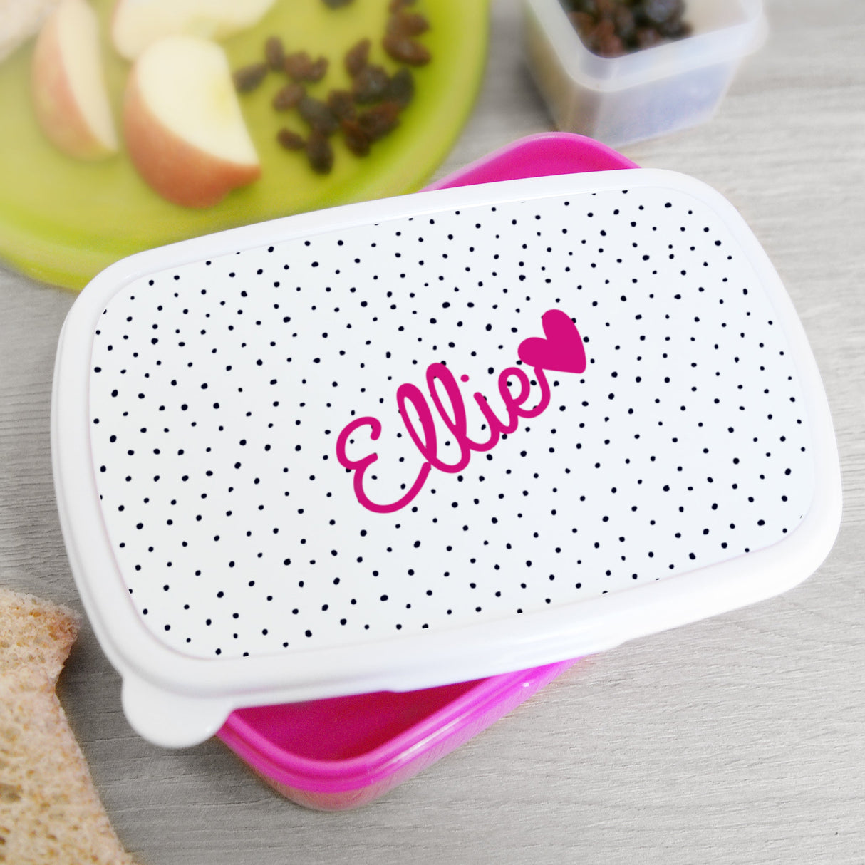 Personalised Pink Heart Name Only Pink Lunch Box: 1 - Lunch Boxes & Bags By Gift Moments