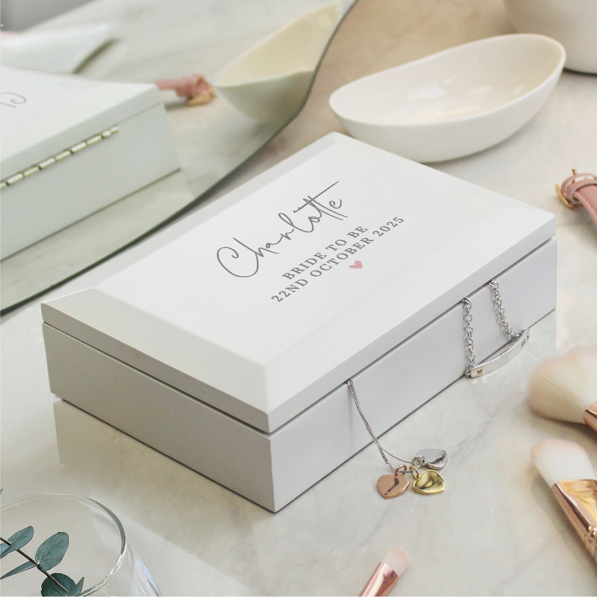 Personalised Pink Heart Wooden Jewellery Box - Shop Jewellery Boxes At Gift Moments - 3