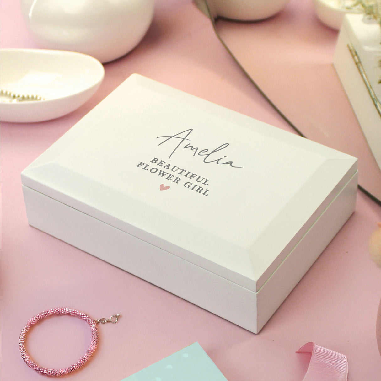 Personalised Pink Heart Wooden Jewellery Box - Shop Jewellery Boxes At Gift Moments - 7
