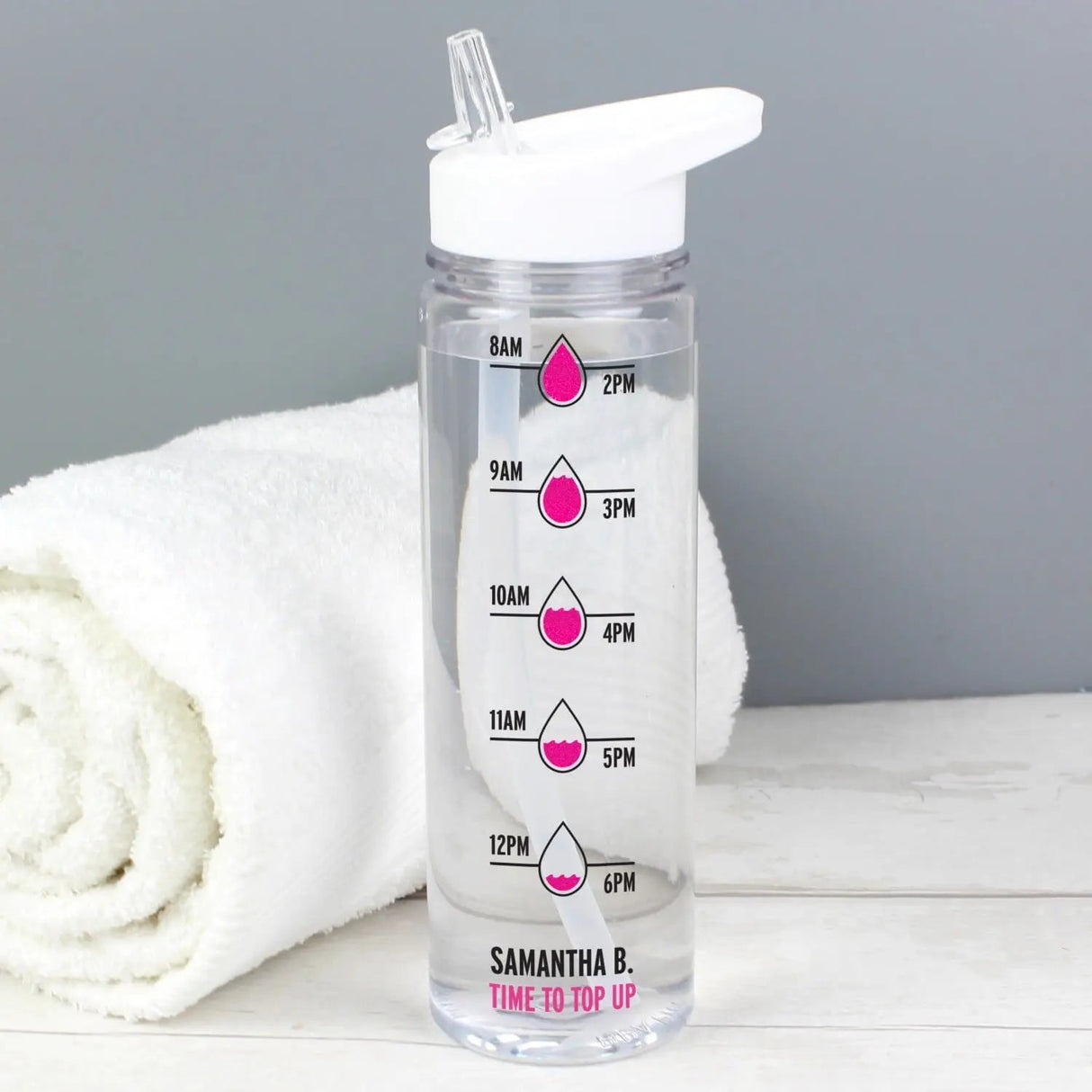 Personalised Pink ’Hydration Tracker’ Water Bottle: 1 - Water Bottles By Gift Moments