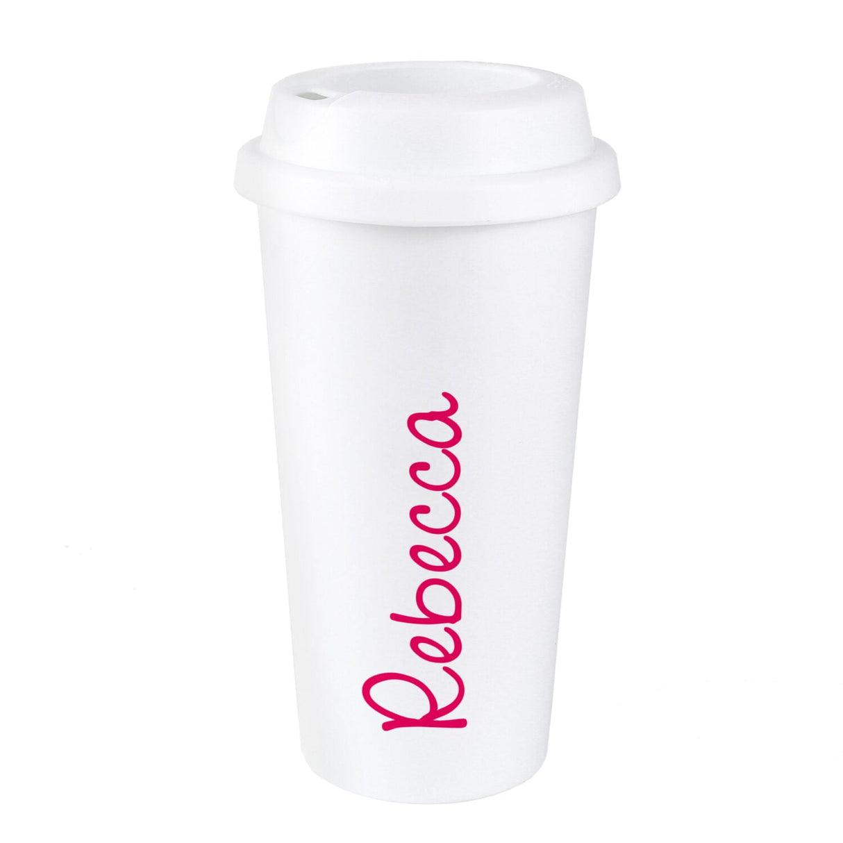 Personalised Pink Name Insulated Reusable Eco Travel Cup: 3 - Travel Mugs By Gift Moments