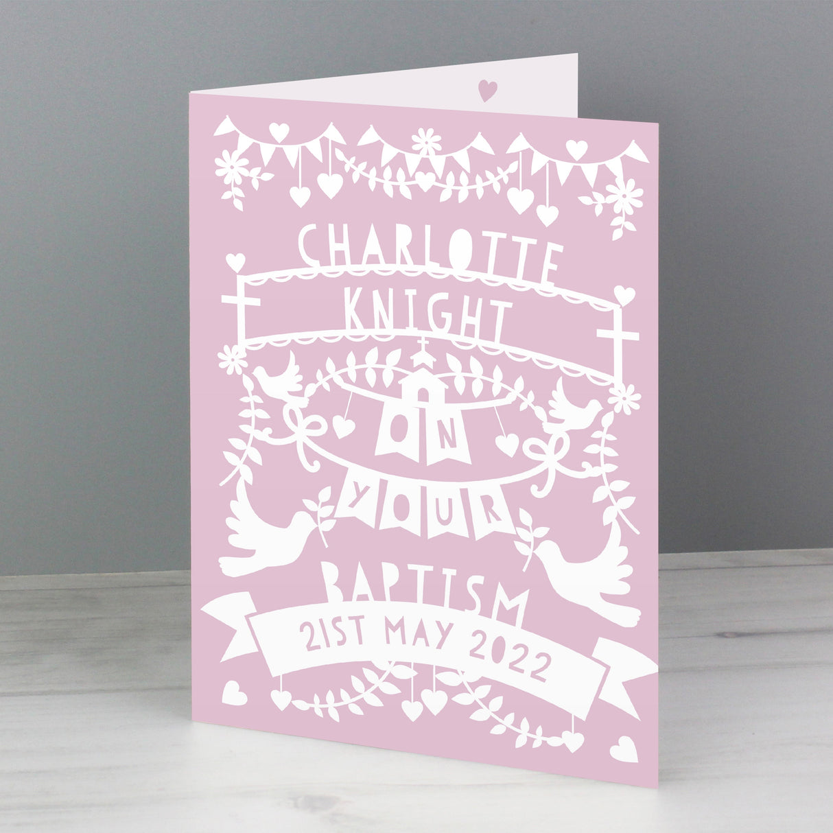 Personalised Pink Papercut Style Card: 2 - Greeting Cards By Gift Moments