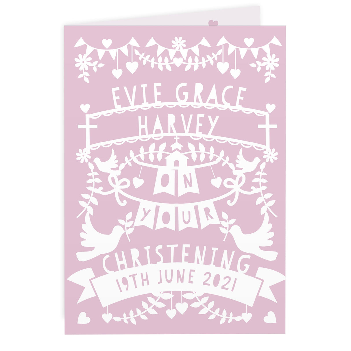 Personalised Pink Papercut Style Card: 3 - Greeting Cards By Gift Moments