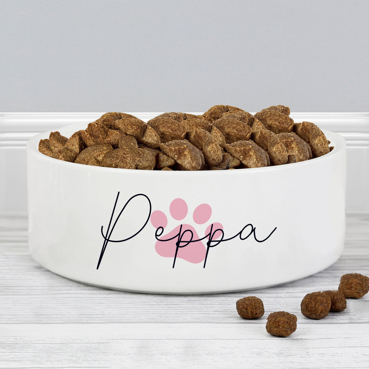 Personalised Pink Paw Print Name 14cm Medium Pet Bowl - Shop Pet Products At Gift Moments - 1