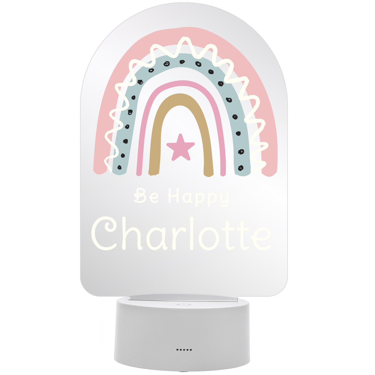 Personalised Pink Rainbow LED Colour Changing Night Light: 4 - LED Lighting By Gift Moments