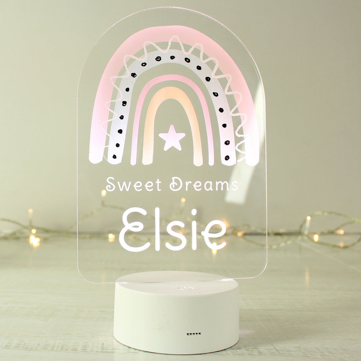 Personalised Pink Rainbow LED Colour Changing Night Light: 2 - LED Lighting By Gift Moments