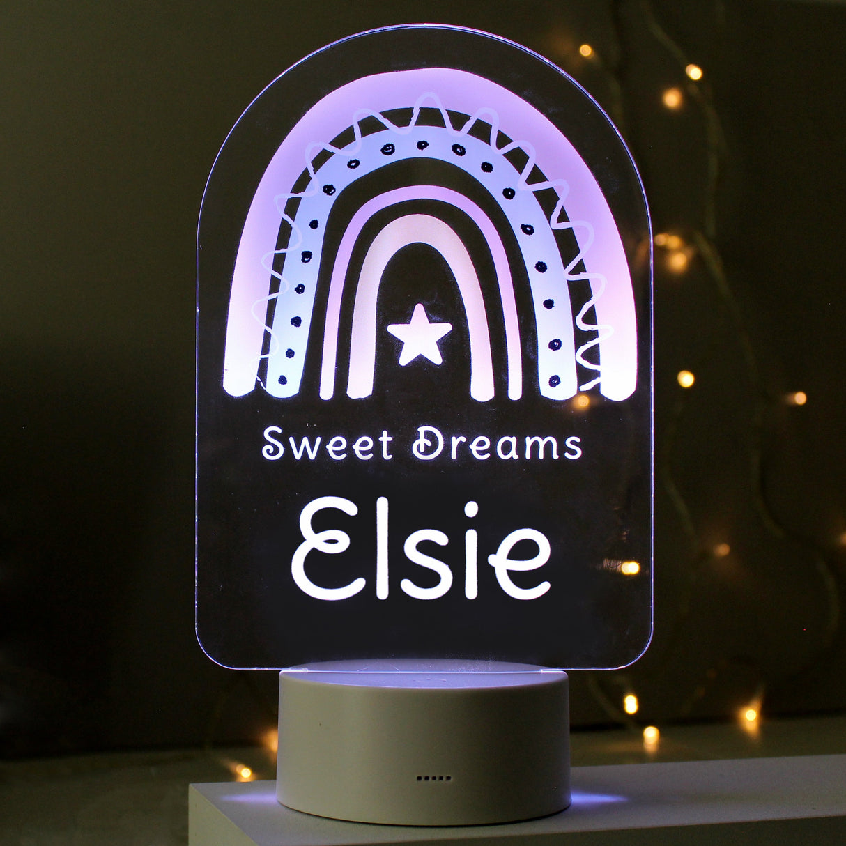 Personalised Pink Rainbow LED Colour Changing Night Light: 5 - LED Lighting By Gift Moments