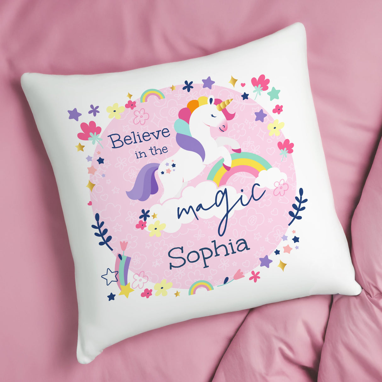 Personalised Pink Unicorn Cushion: 3 - Cushions By Gift Moments