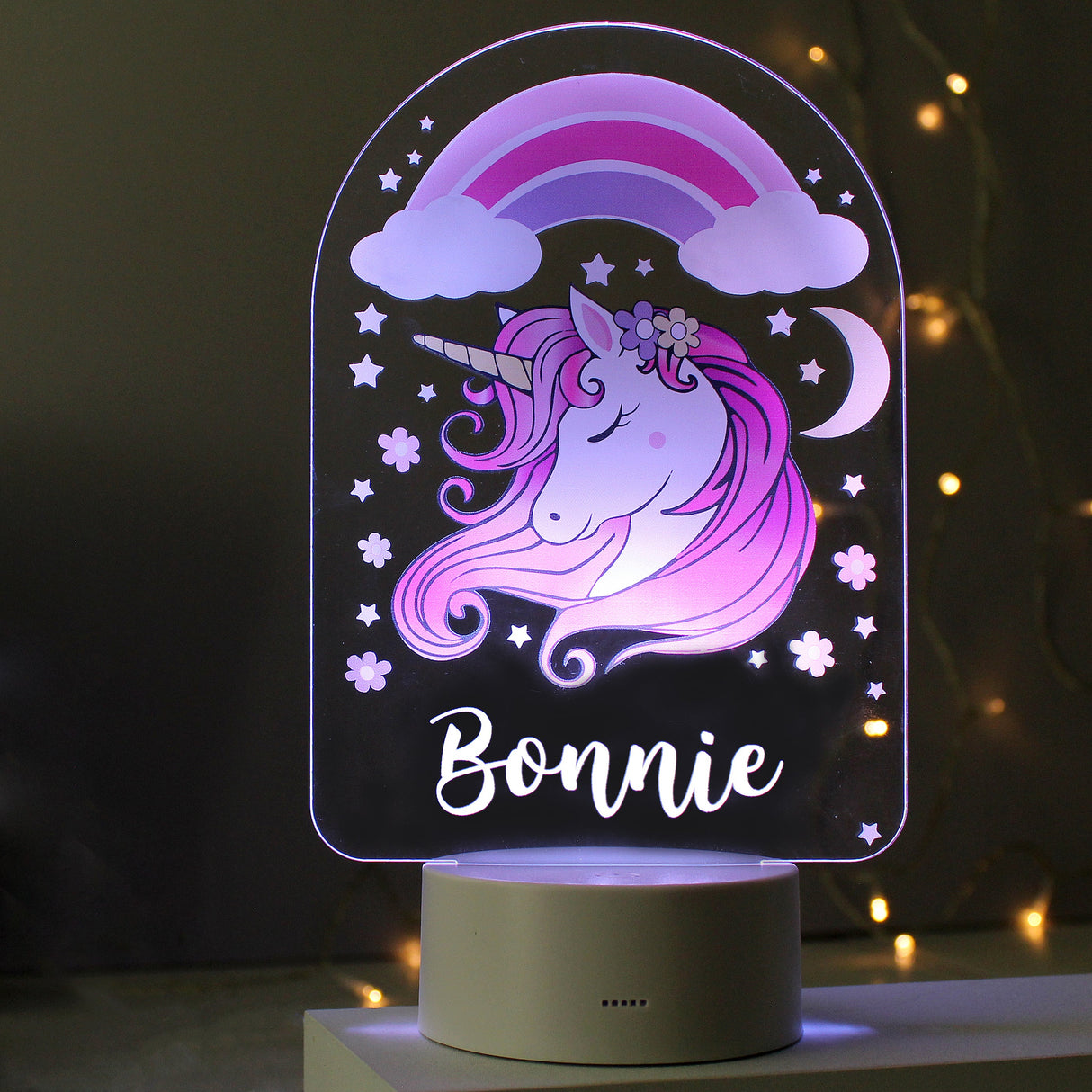 Personalised Pink Unicorn LED Colour Changing Night Light: 6 - LED Lighting By Gift Moments