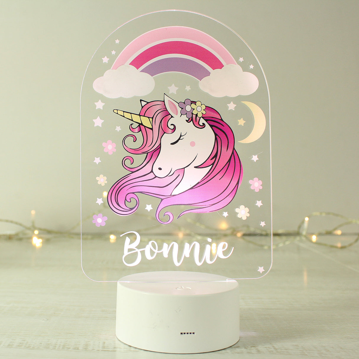 Personalised Pink Unicorn LED Colour Changing Night Light: 4 - LED Lighting By Gift Moments