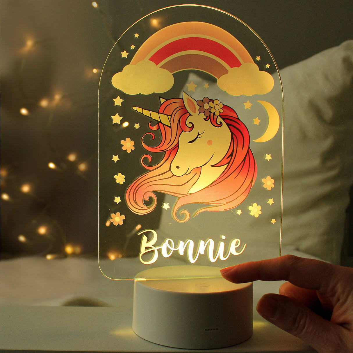 Personalised Pink Unicorn LED Colour Changing Night Light: 2 - LED Lighting By Gift Moments