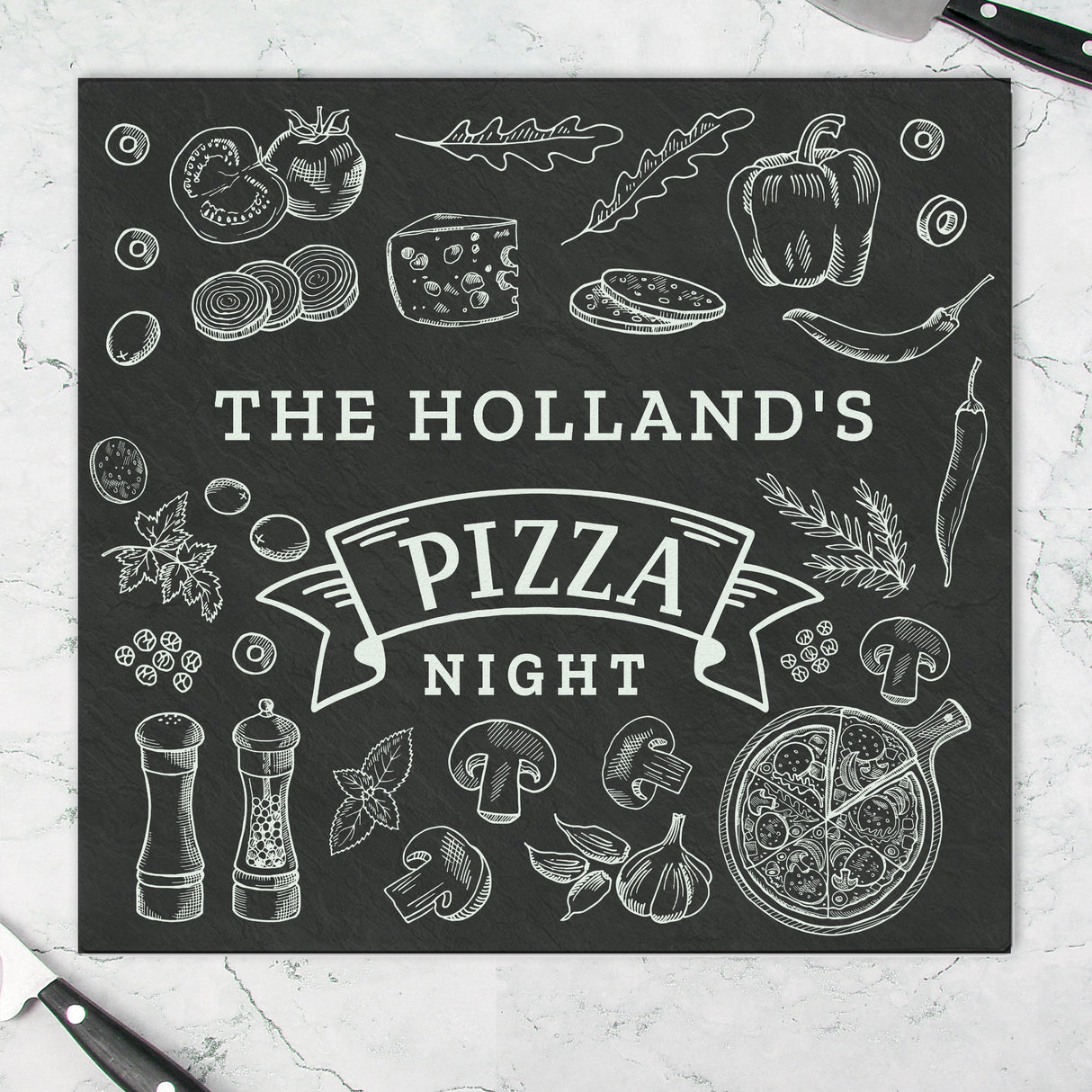 Personalised Pizza Glass Chopping Board/Worktop Saver: 2 - Chopping Boards By Gift Moments