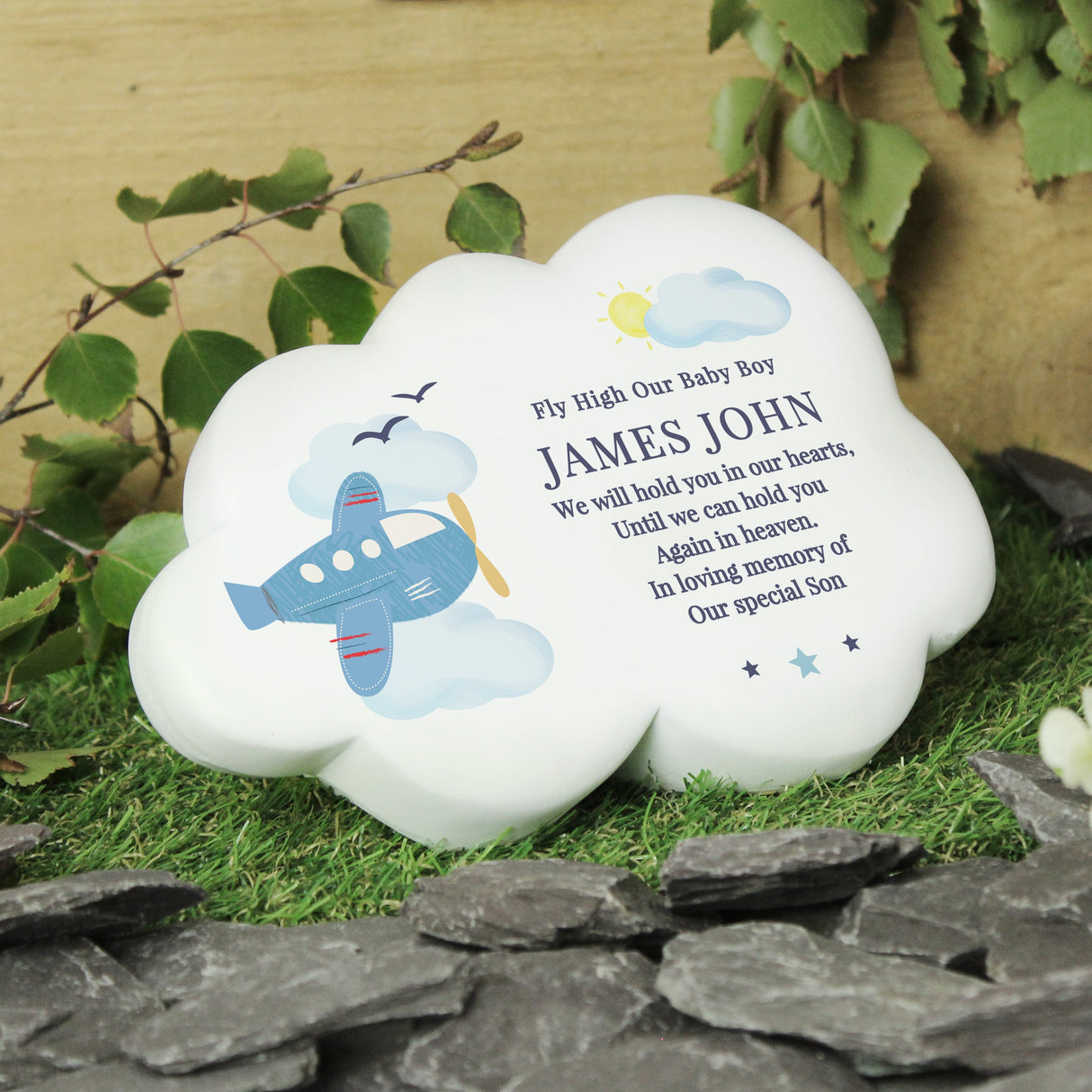 Personalised Plane Resin Memorial Cloud: 1 - Memorials By Gift Moments