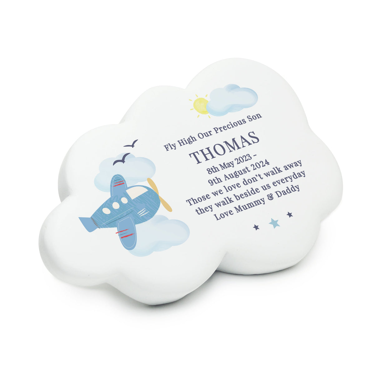 Personalised Plane Resin Memorial Cloud: 5 - Memorials By Gift Moments