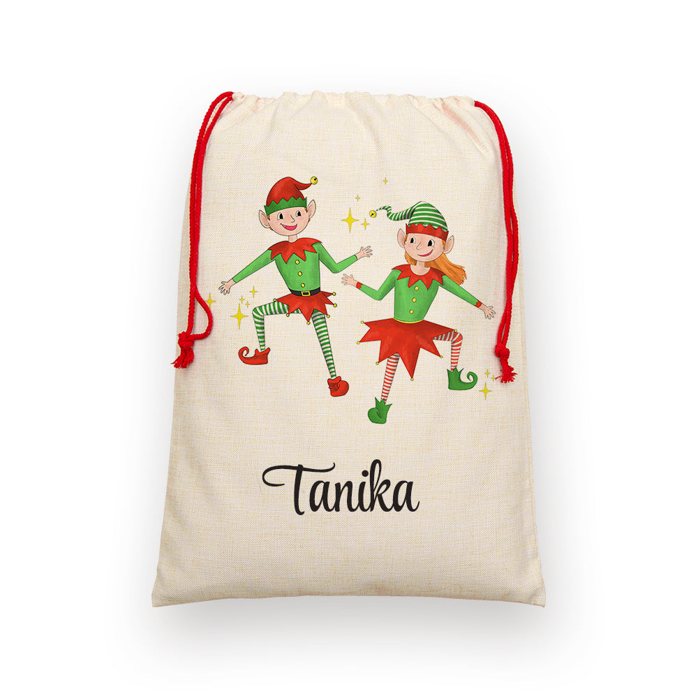 Personalised Playful Elves Christmas Sack: 3 - Christmas Sacks By Gift Moments