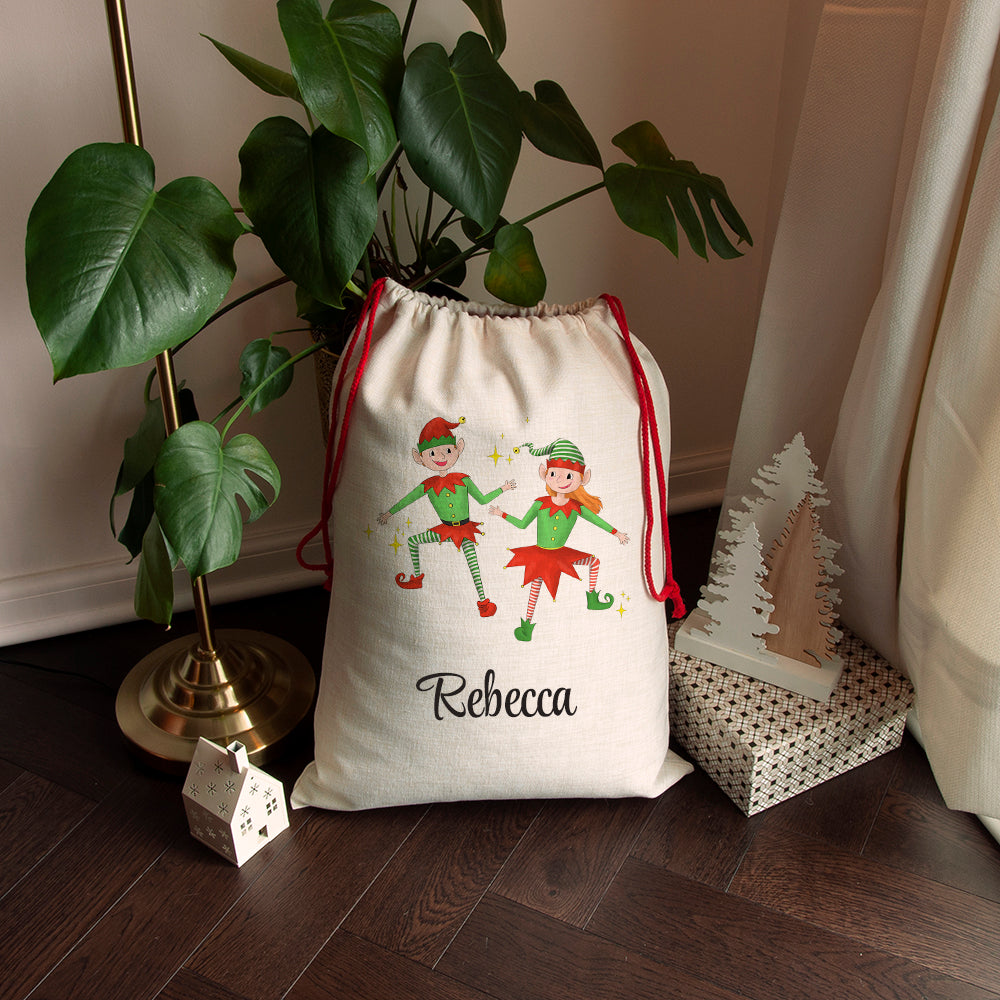 Personalised Playful Elves Christmas Sack: 2 - Christmas Sacks By Gift Moments