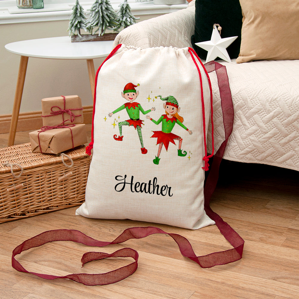 Personalised Playful Elves Christmas Sack: 1 - Christmas Sacks By Gift Moments