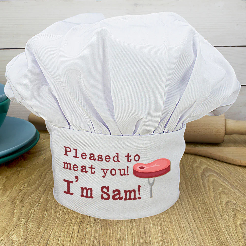 Personalised Pleased To Meat You Chef Hat - Shop Chef Hats At Gift Moments - 1