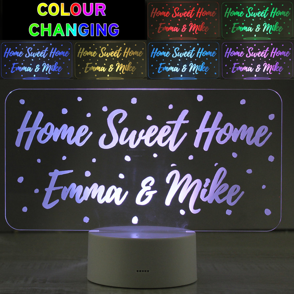 Personalised Polka-dot Message LED Colour Changing Night Light: 3 - LED Lighting By Gift Moments