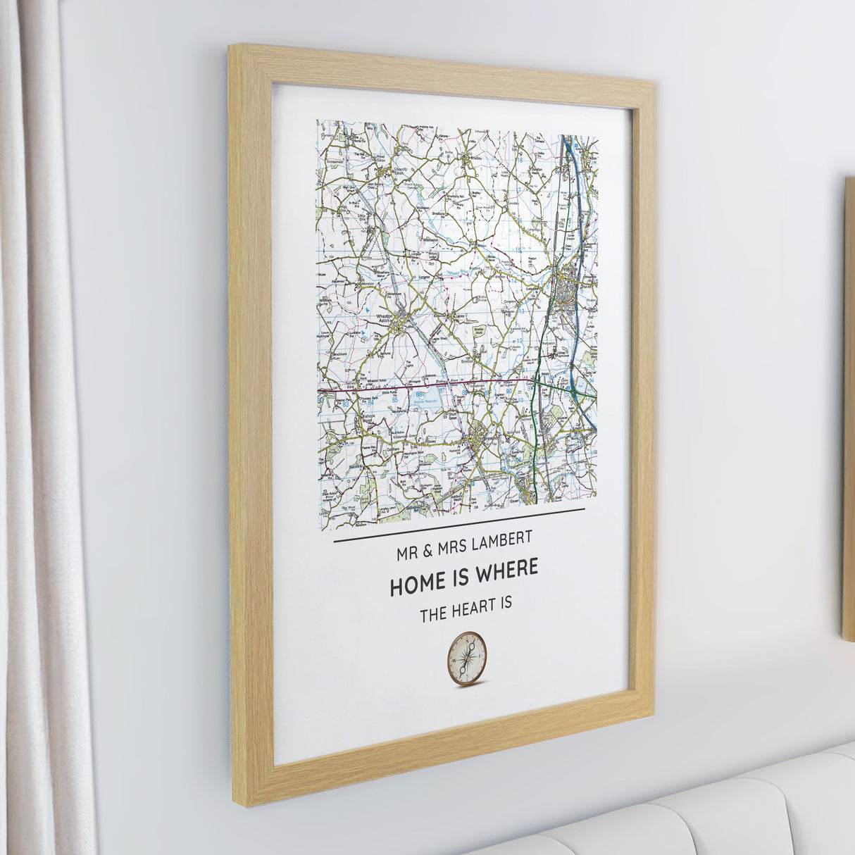 Personalised Present Day Map Compass Framed Prints: 4 - Framed Prints By Gift Moments