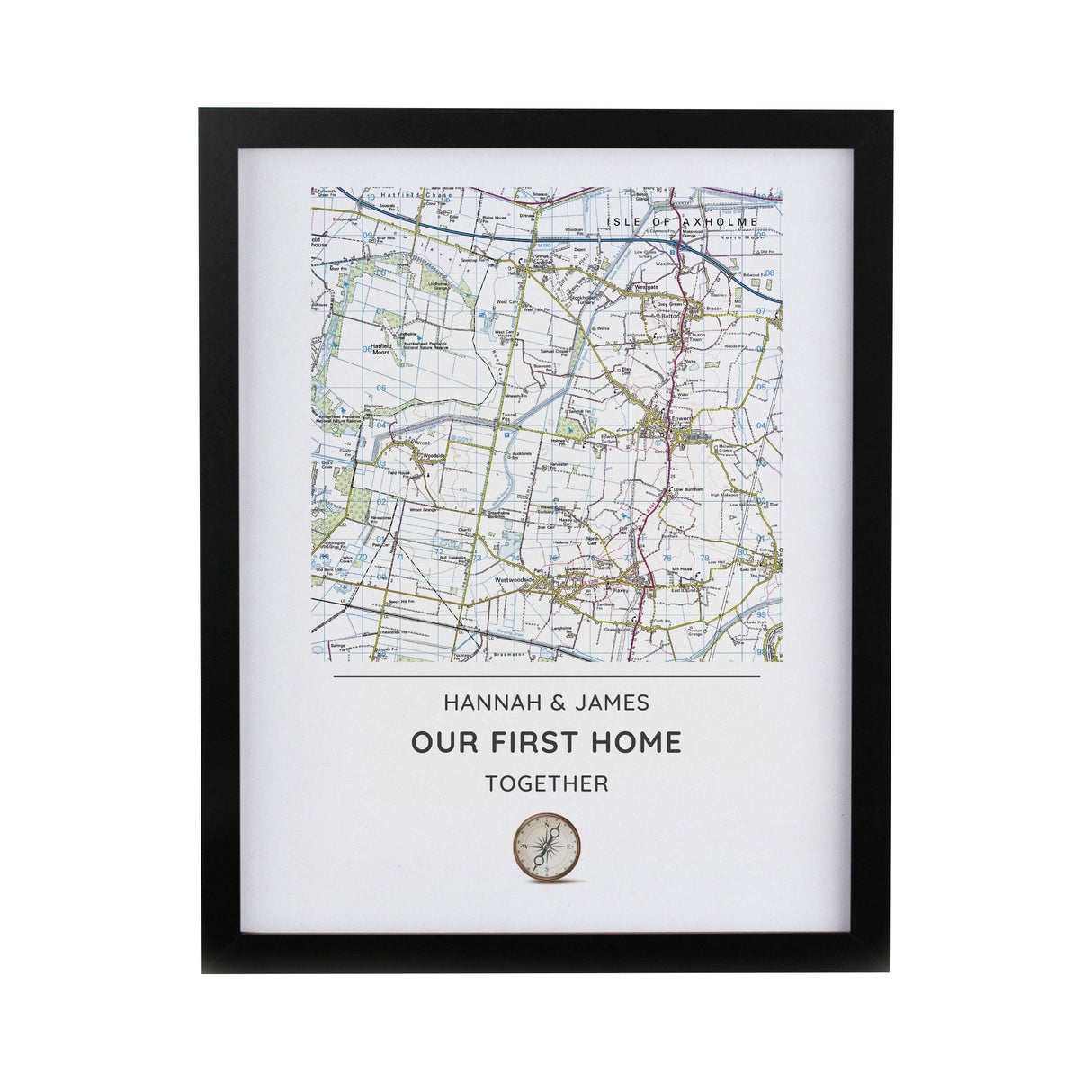Personalised Present Day Map Compass Framed Prints: 8 - Framed Prints By Gift Moments