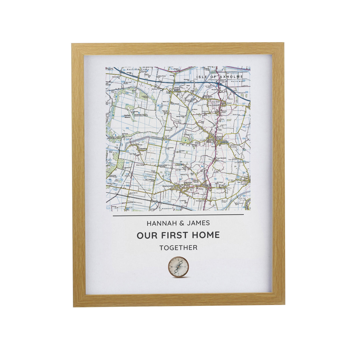 Personalised Present Day Map Compass Framed Prints: 7 - Framed Prints By Gift Moments
