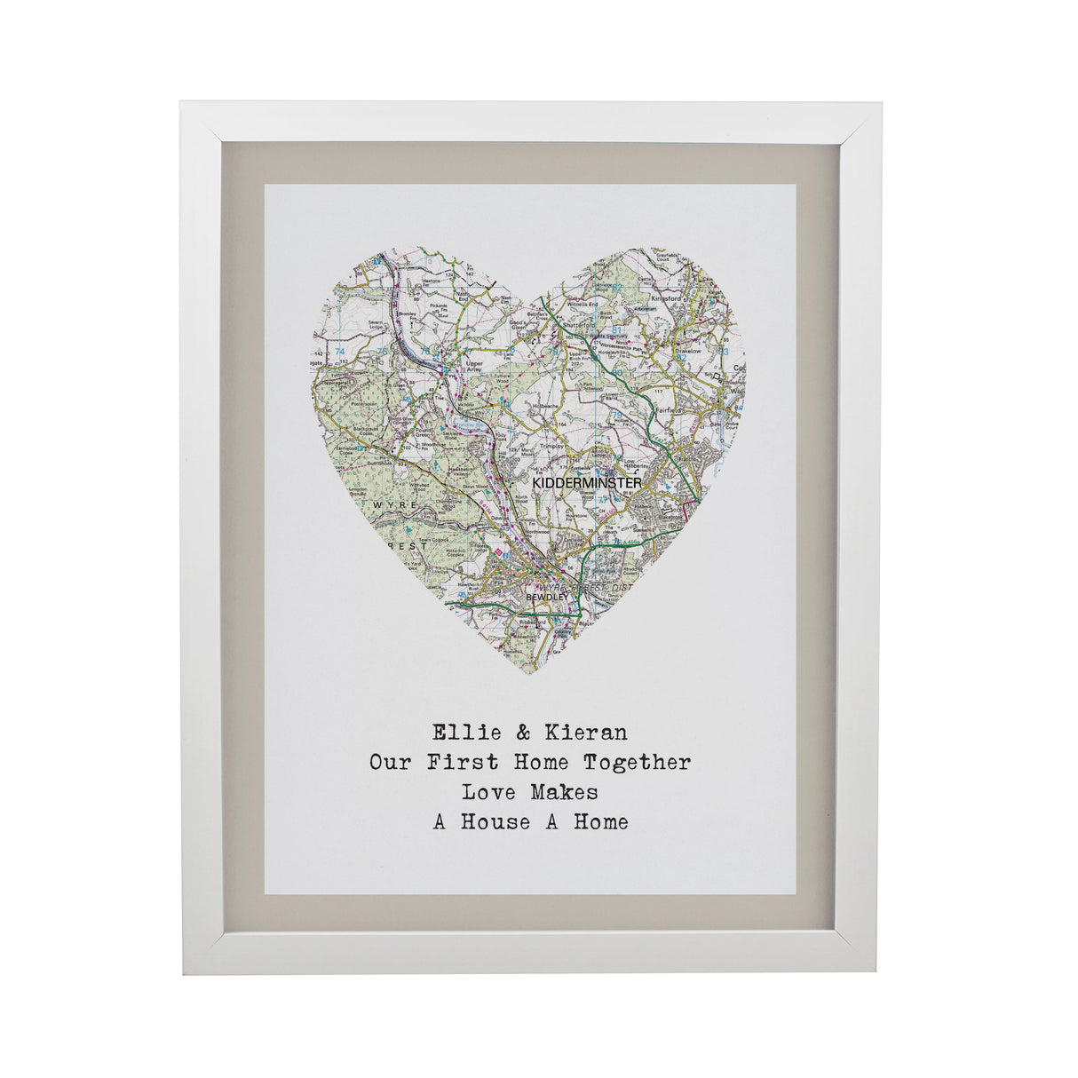 Personalised Present Day Map Heart Framed Prints - Shop Framed Prints At Gift Moments - 8