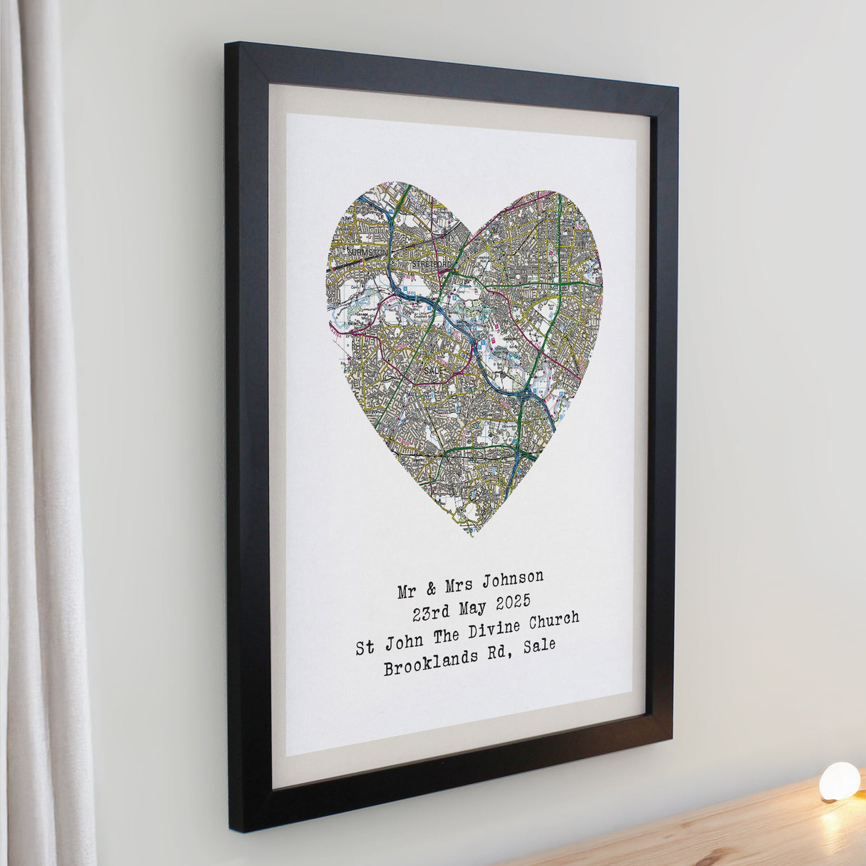 Personalised Present Day Map Heart Framed Prints - Shop Framed Prints At Gift Moments - 5