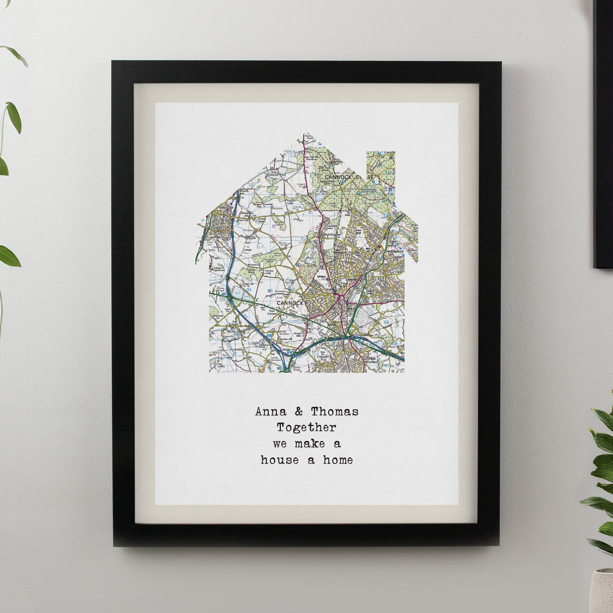 Personalised Present Day Map Home Framed Prints - Black - Shop Framed Prints At Gift Moments - 2