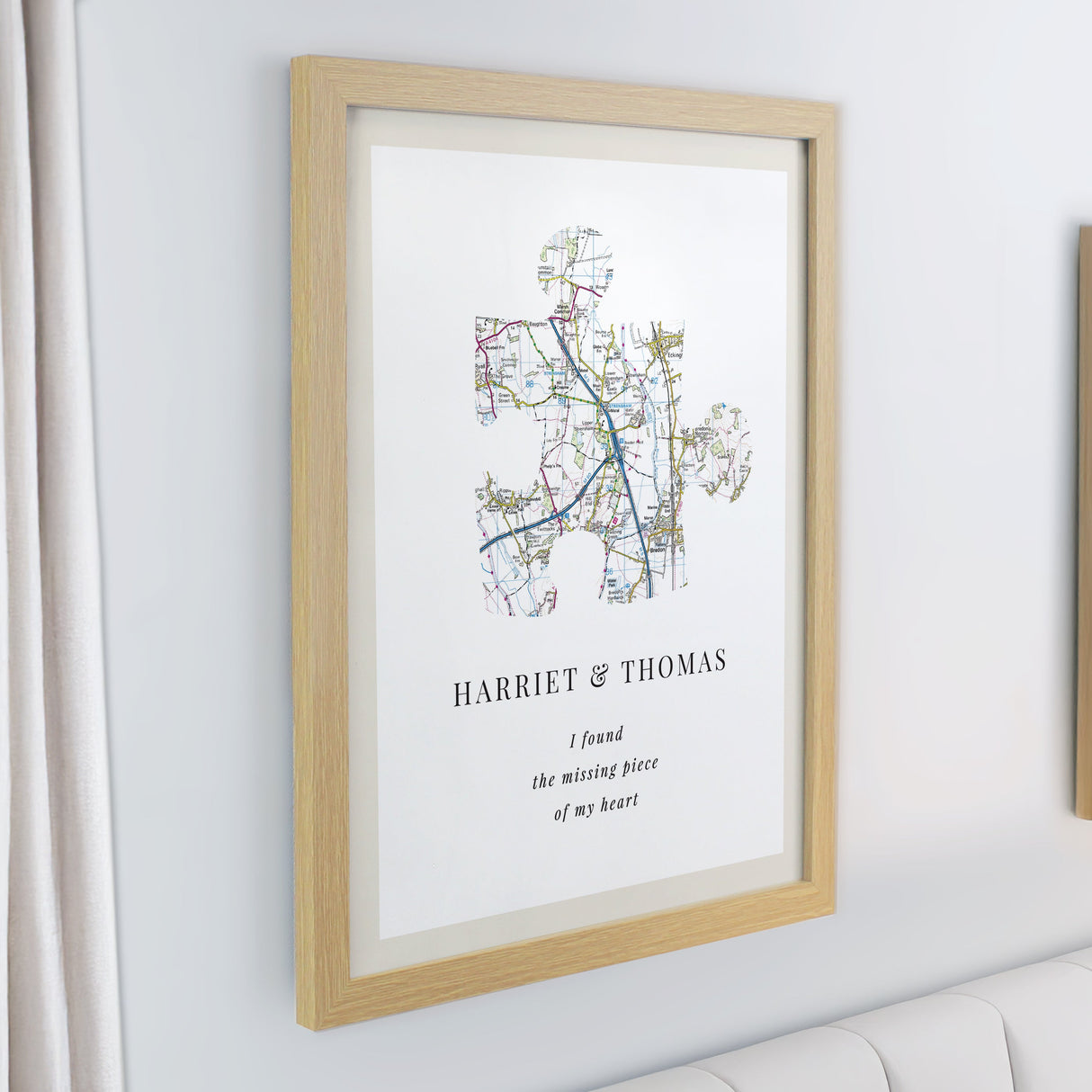 Personalised Present Day Map Puzzle Piece Framed Prints: 4 - Framed Prints By Gift Moments