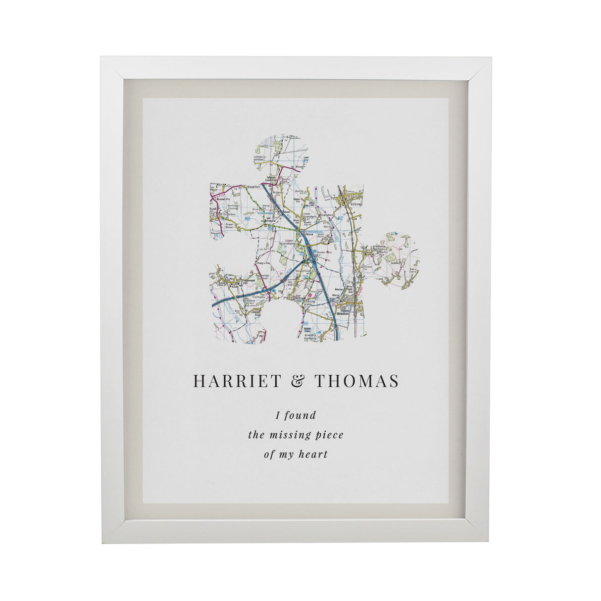 Personalised Present Day Map Puzzle Piece Framed Prints: 9 - Framed Prints By Gift Moments