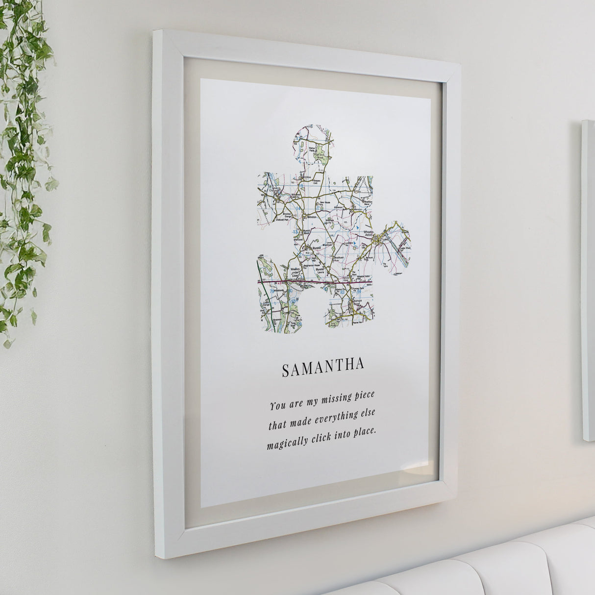 Personalised Present Day Map Puzzle Piece Framed Prints: 6 - Framed Prints By Gift Moments