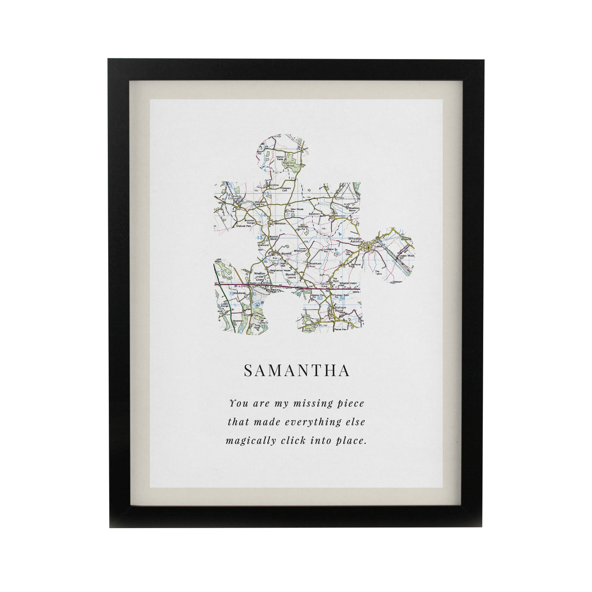 Personalised Present Day Map Puzzle Piece Framed Prints: 8 - Framed Prints By Gift Moments