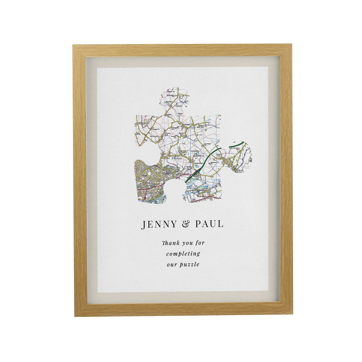 Personalised Present Day Map Puzzle Piece Framed Prints: 7 - Framed Prints By Gift Moments