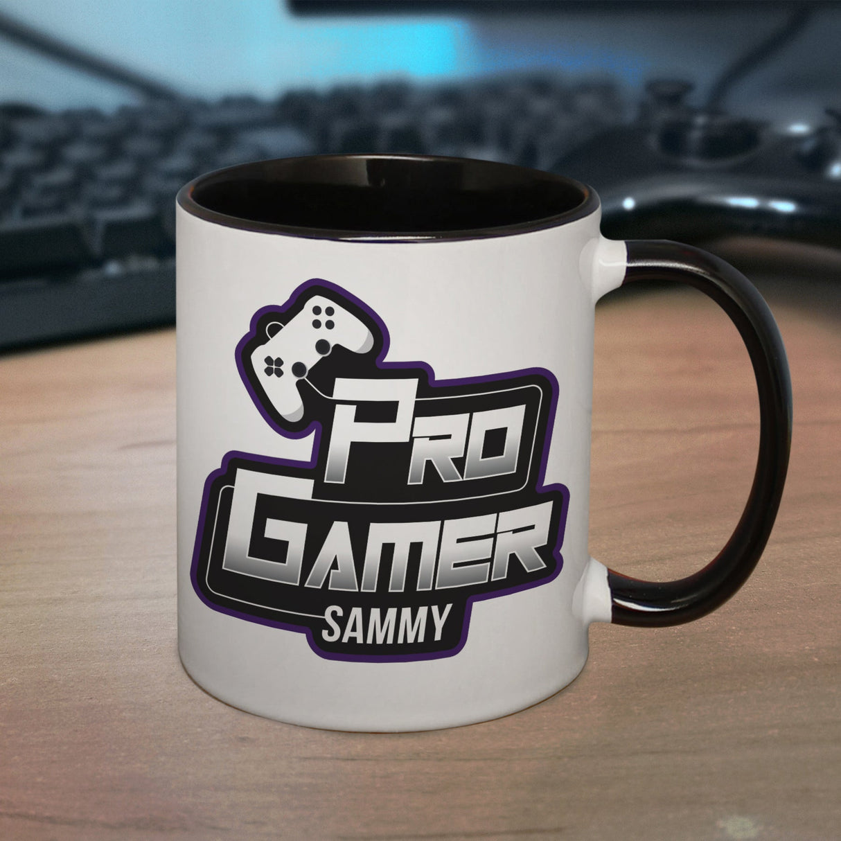 Personalised Pro Gamer Black Handled Mug: 1 - Mugs By Gift Moments