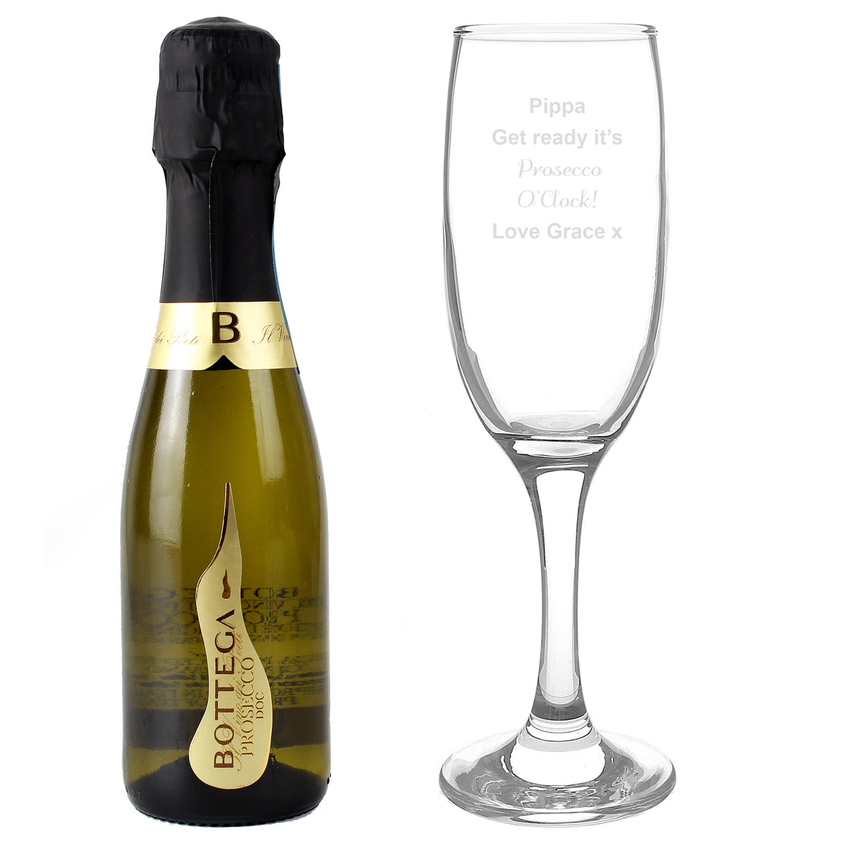 Personalised Prosecco Flute & Mini Prosecco Set: 2 - Alcohol Sets By Gift Moments